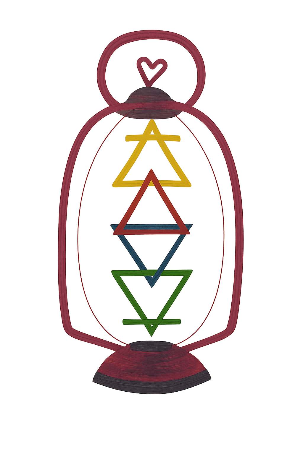 A decorative lantern design featuring geometric patterns, with a vibrant color palette of red, yellow, and green.