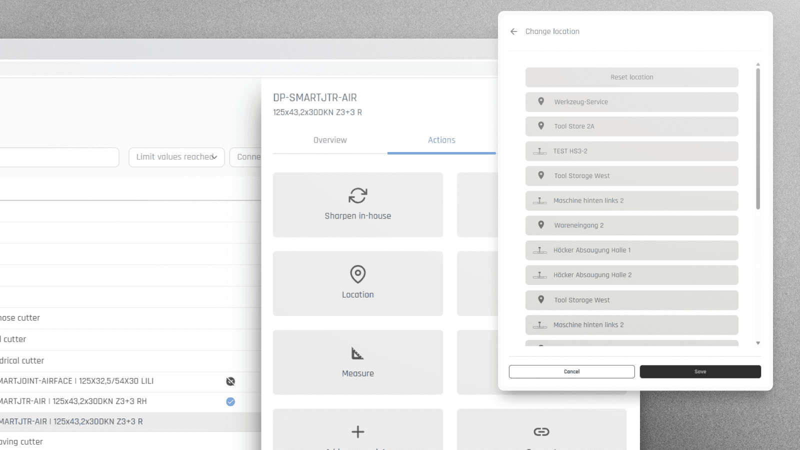 Screenshot aus twinio Office der den Locationwechsel zeigt