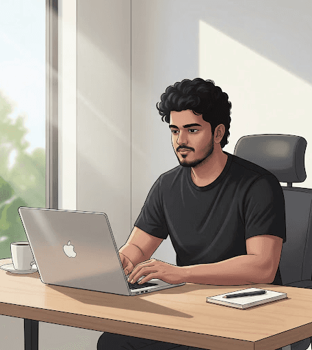 Portrait of portfolio creator – back view