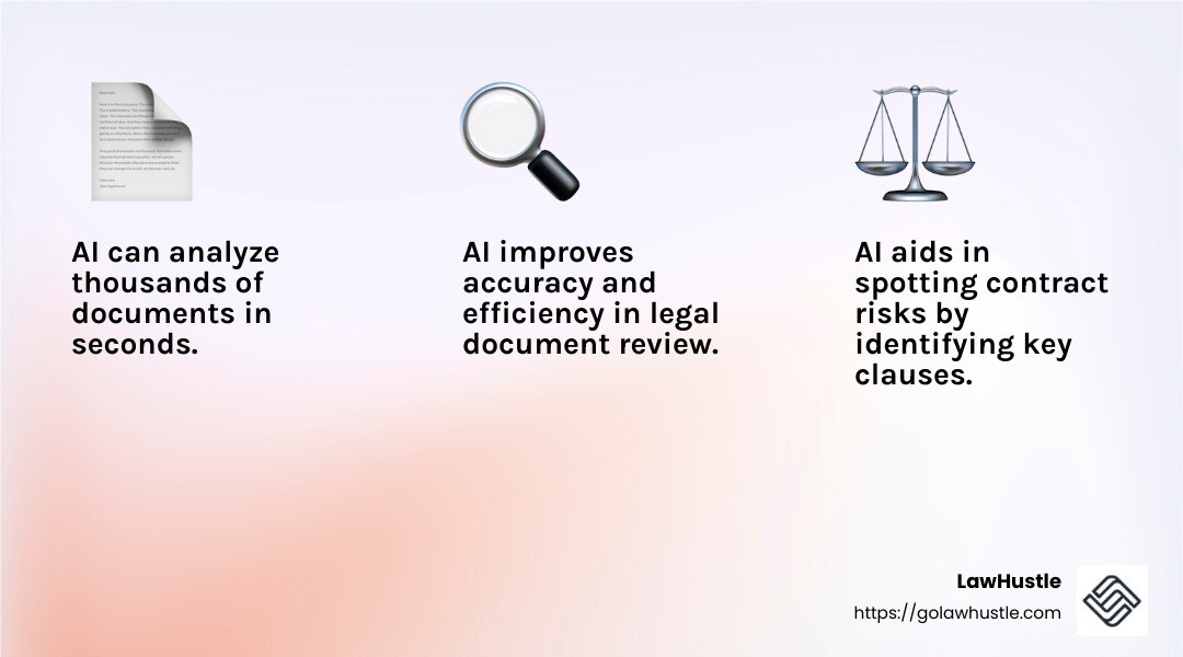 AI-driven contract analysis streamlines legal processes and improves accuracy - AI technology in law infographic 3_facts_emoji_light-gradient