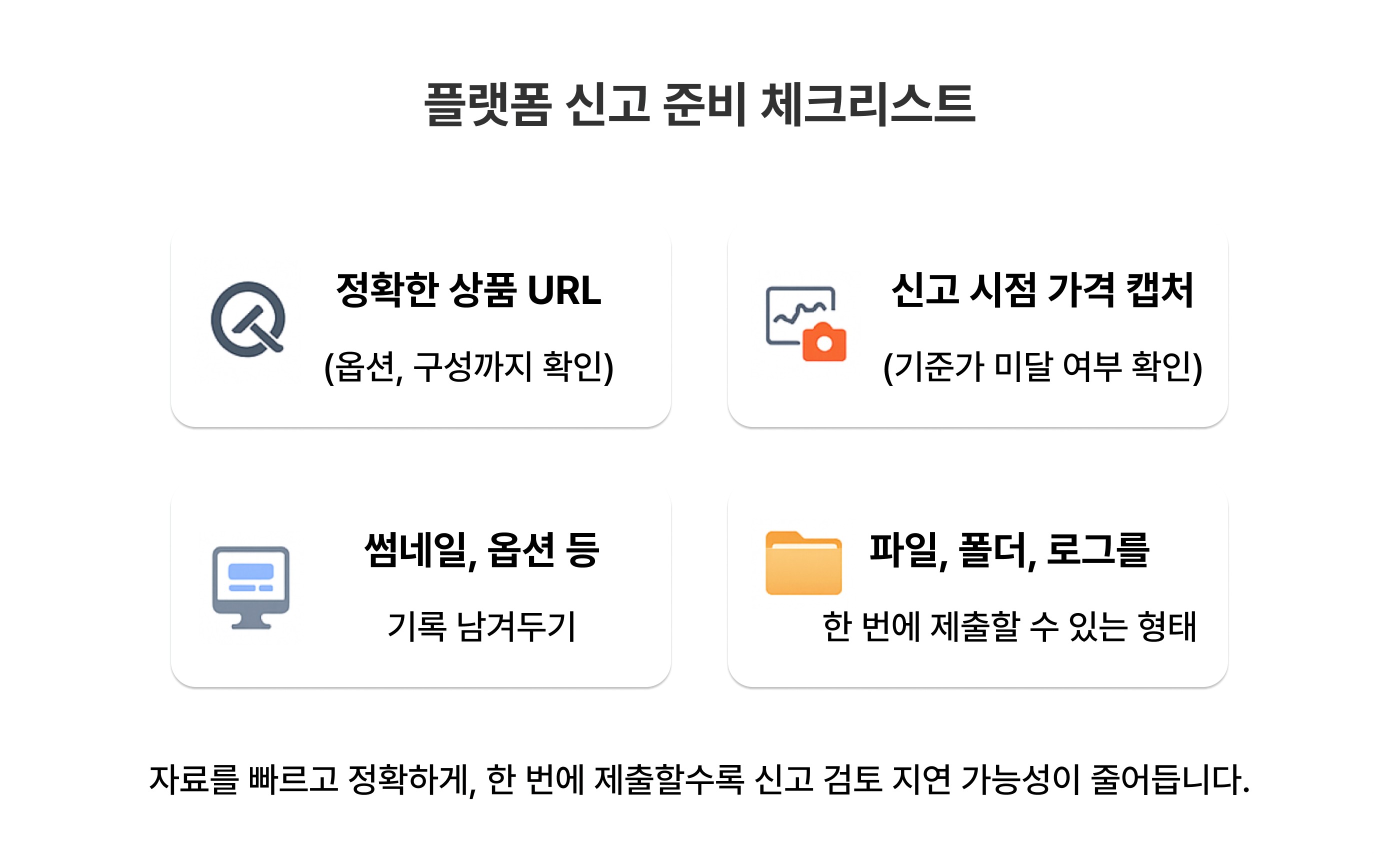 Coupang reporting checklist overview 쿠팡 신고 준비 핵심 체크리스트 요약