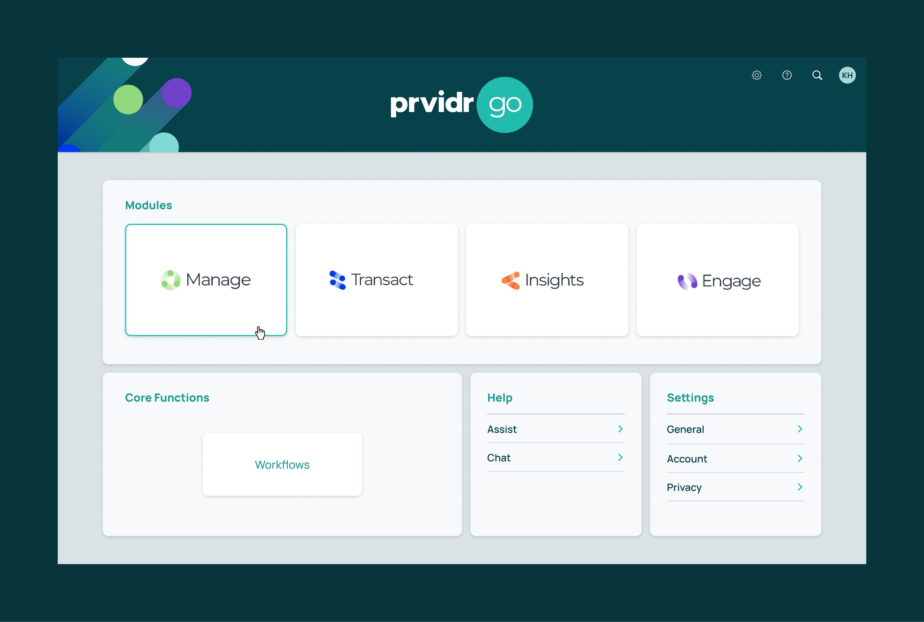 Prvidr platform dashboard
