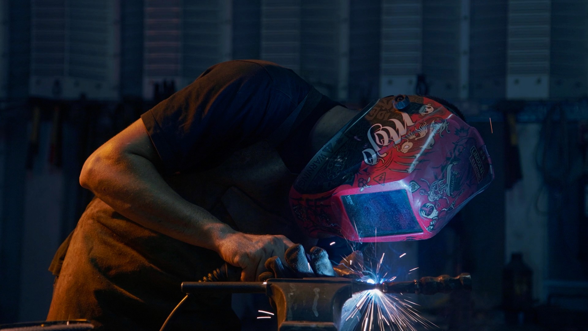 A blacksmith while is working on his studio in Larnaca, Cyprus