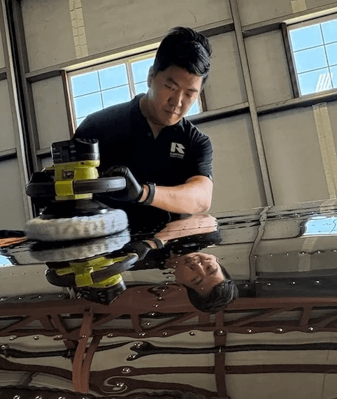 Aircraft detailer polishing and restoring an aircraft surface