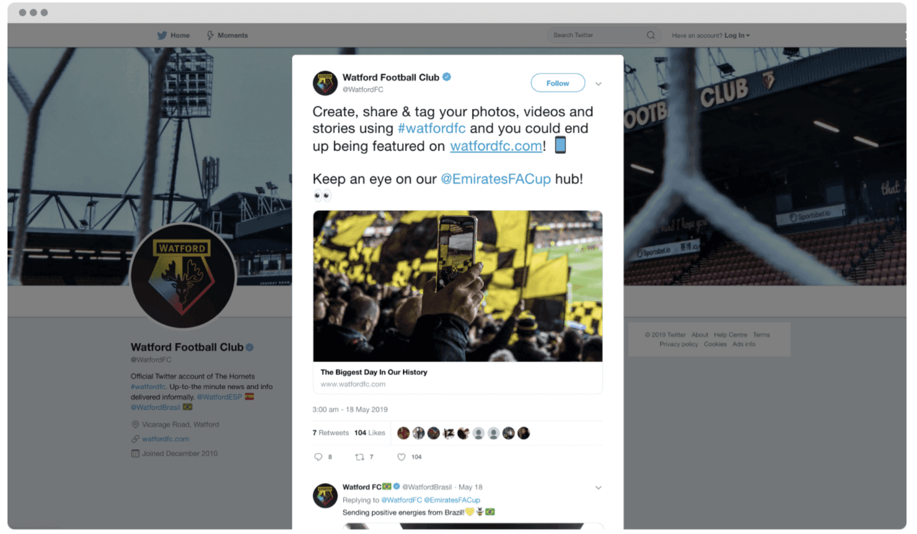 Watford FC fan content and brand partner integration