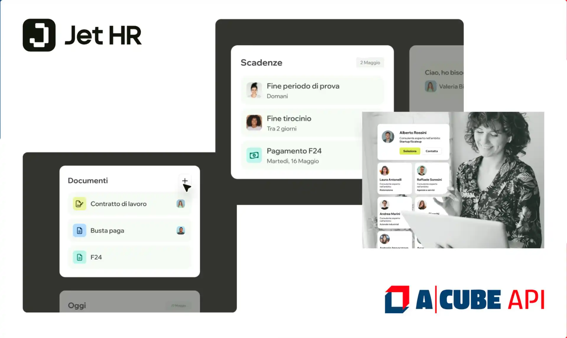 screenshot of testimonials with a woman reading
