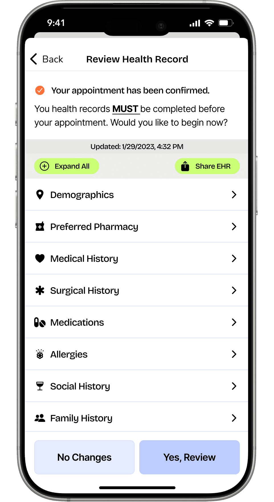 A screenshot of the RevDoc Member app UI