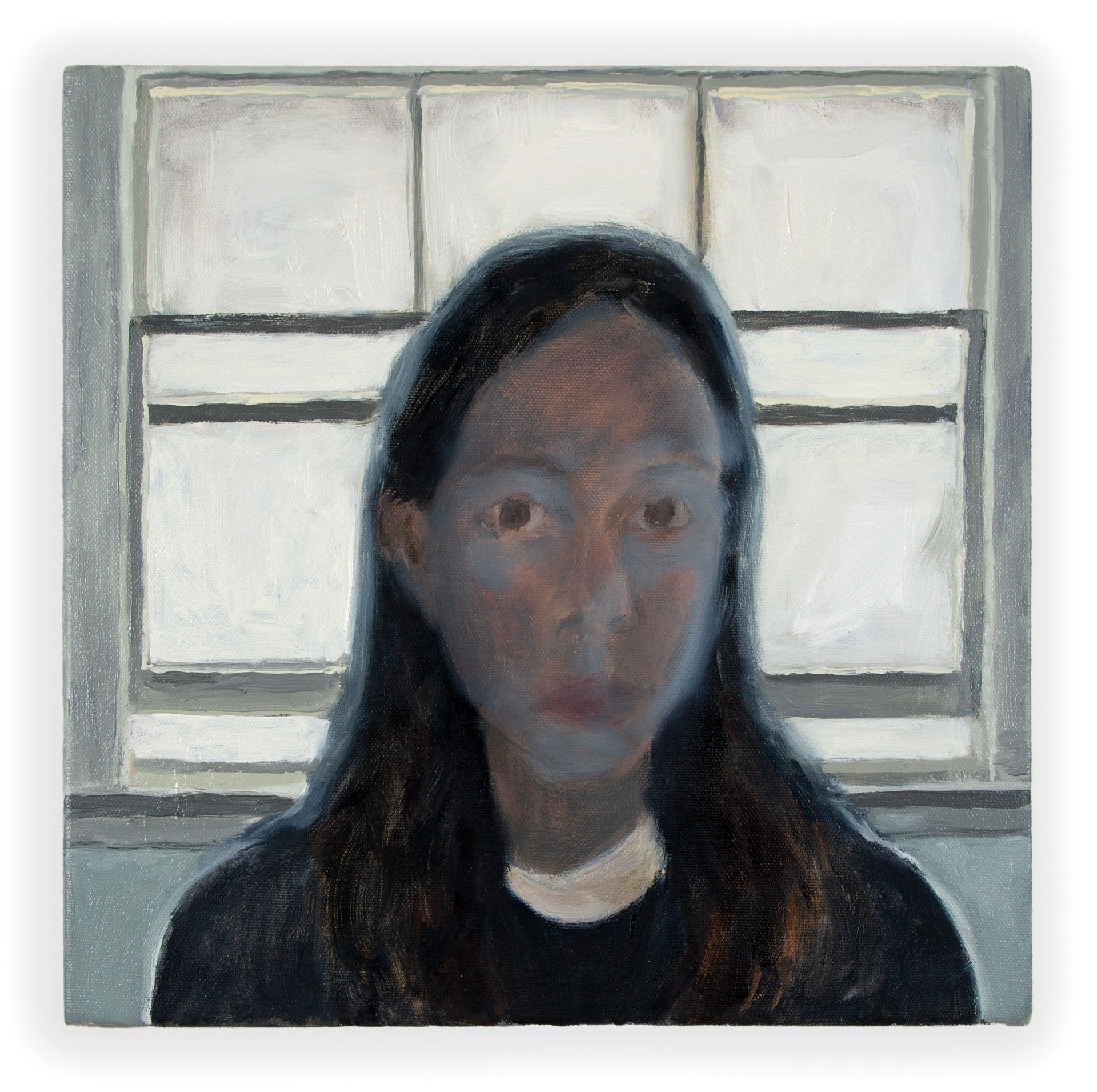 Self Portrait Hermance Lane, 2022, oil on canvas, 13x13"