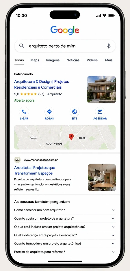 Exemplo de pesquisa no Google por psicólogo.