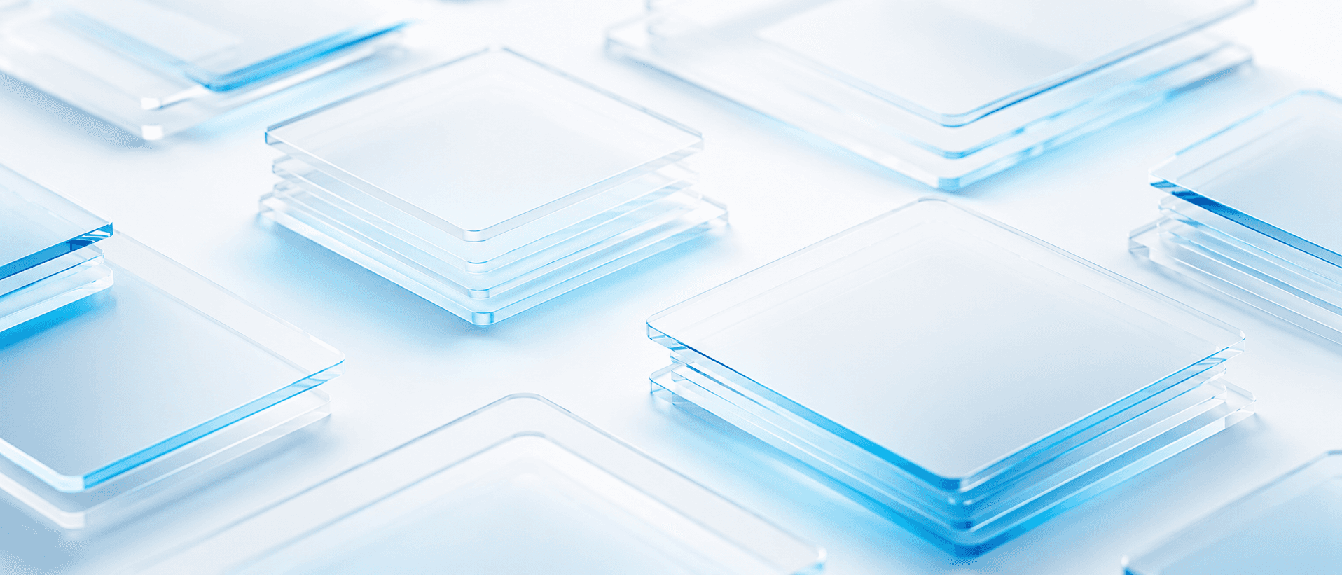 Neatly stacked translucent cards arranged in a clean grid on a white background, representing the different types of fresh content a small business should maintain.