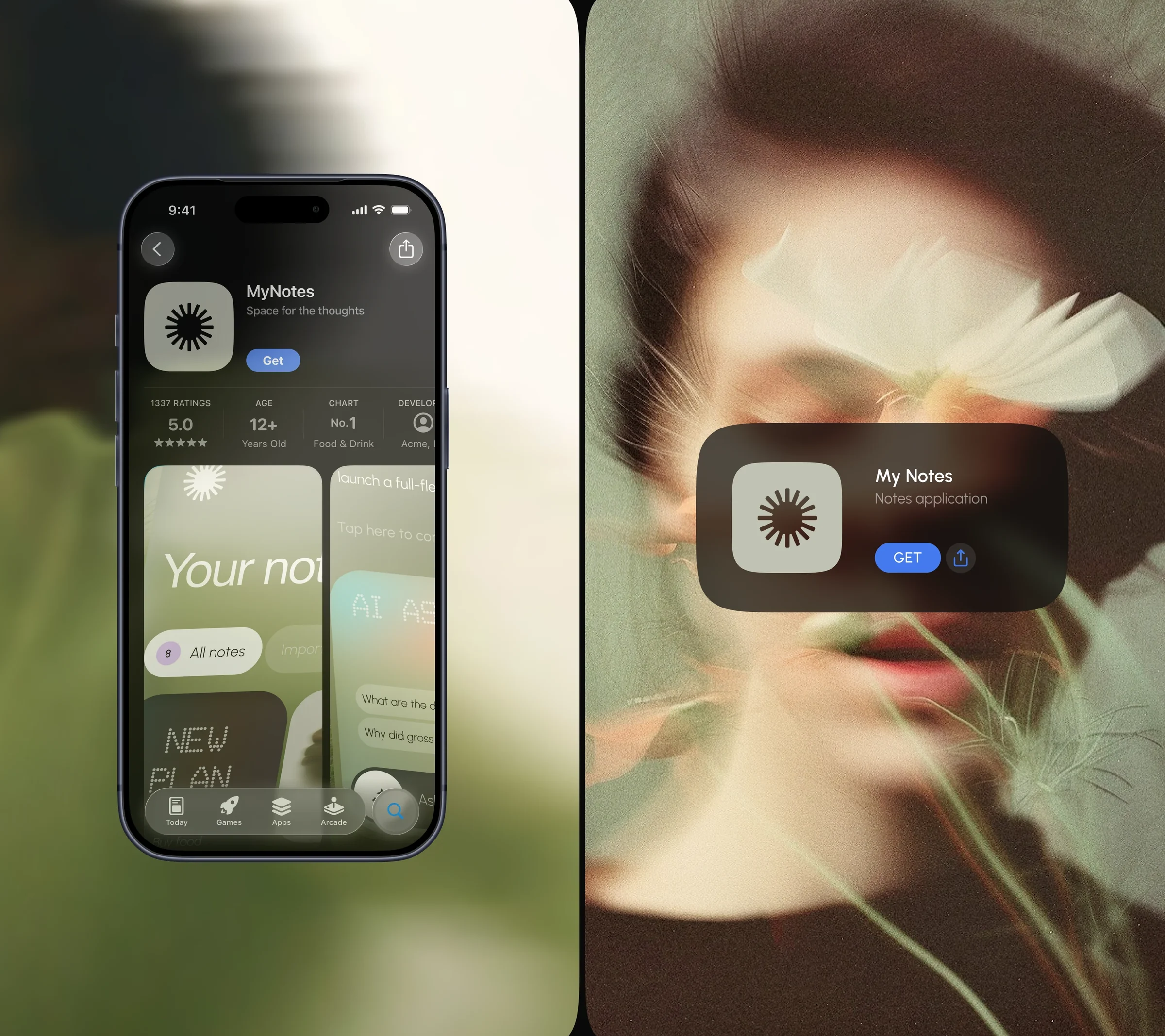 Space for the thoughts: the App Store listing