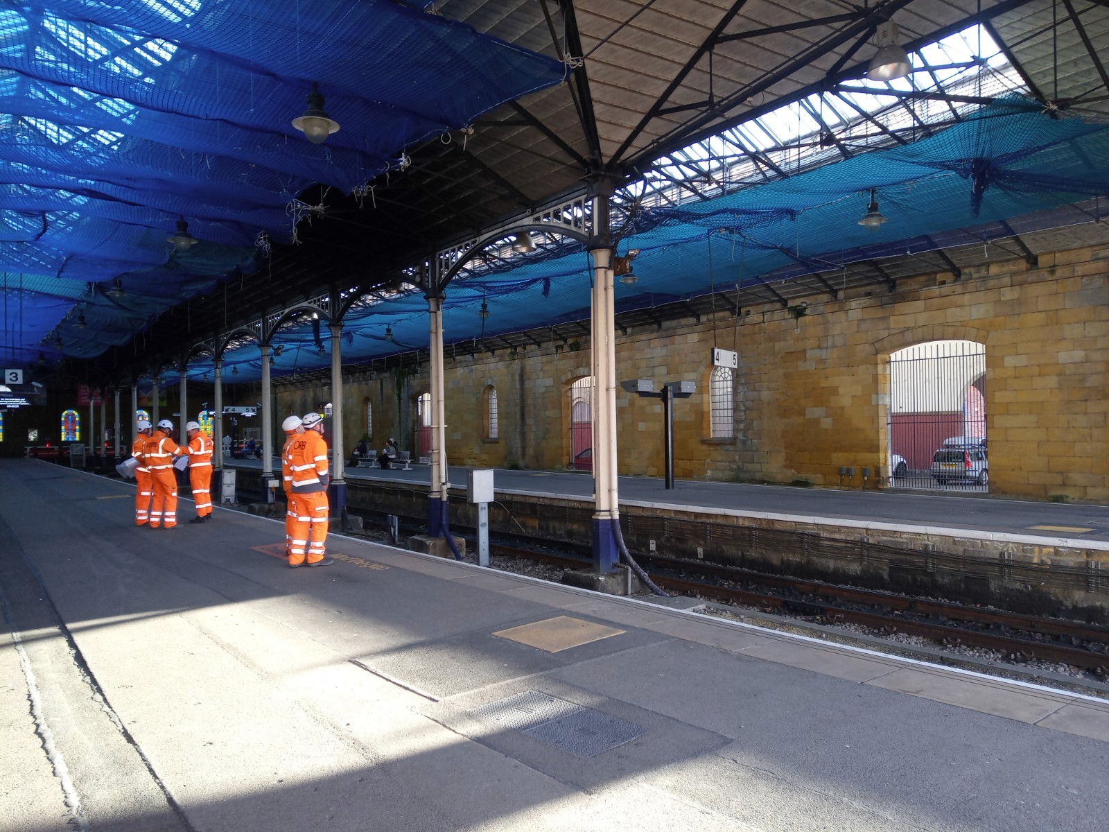 Mainmark UK technicians onsite providing subsidence repair on a rail platform