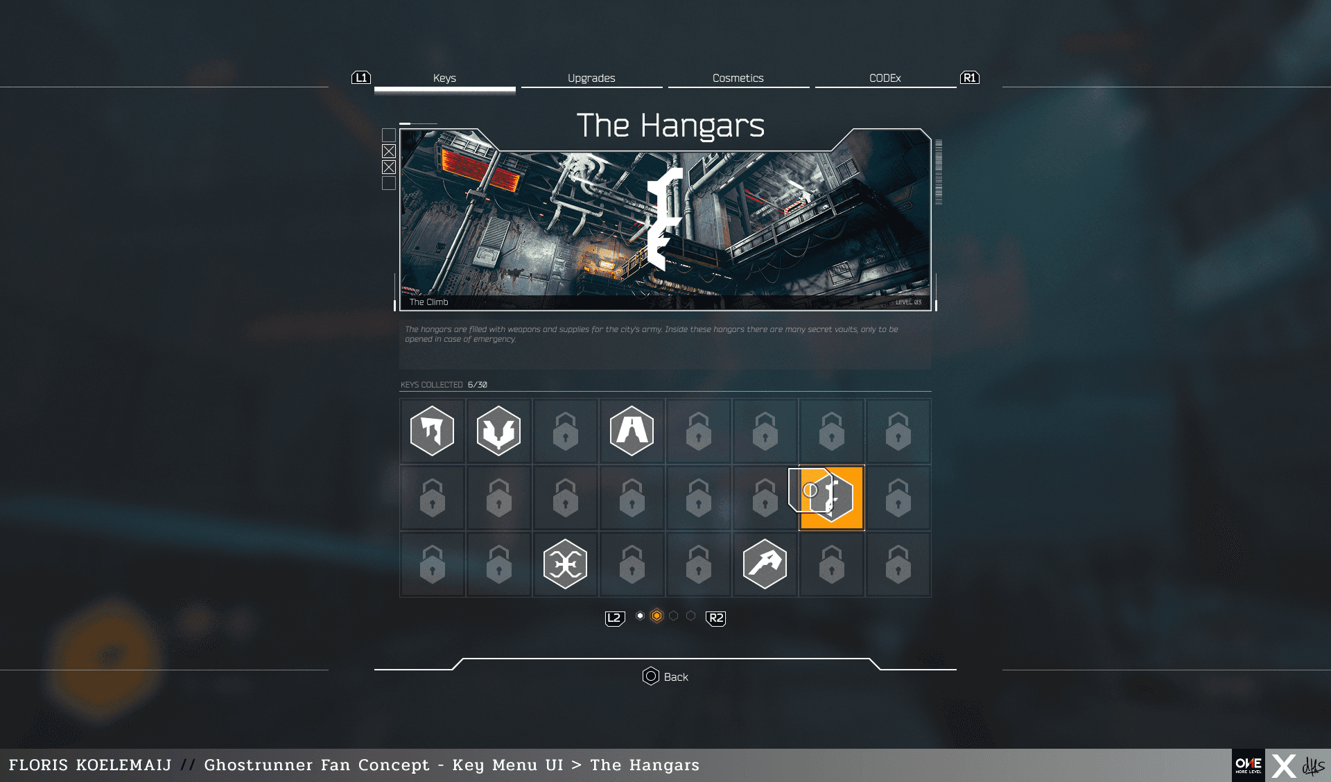 Ghostrunner Fan Concept key menu UI in-game screenshot