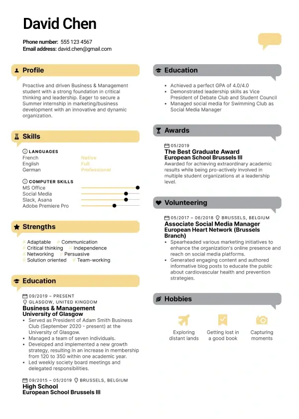 Typical Resume example