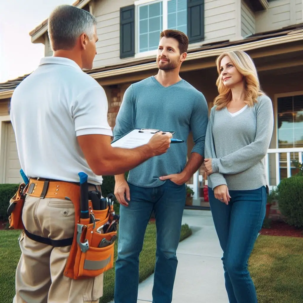 An image of a home improvement contractor meeting with homeowners.