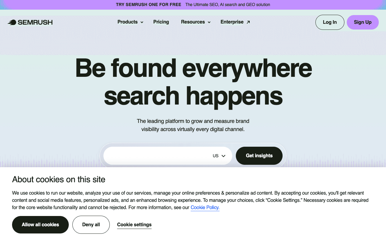 Semrush екранна снимка