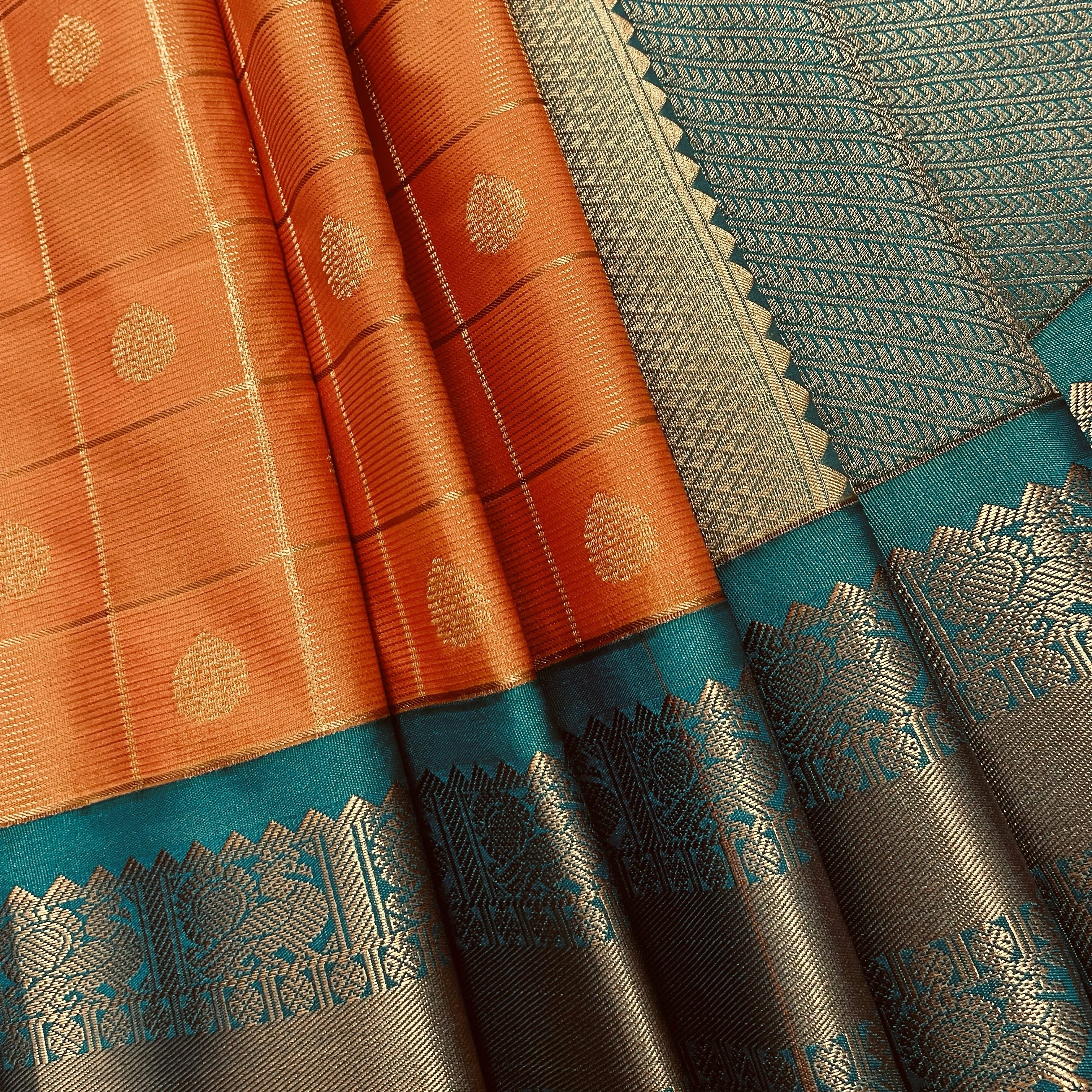 Fanta Orange Semi Kanchivaram Art Silk Saree