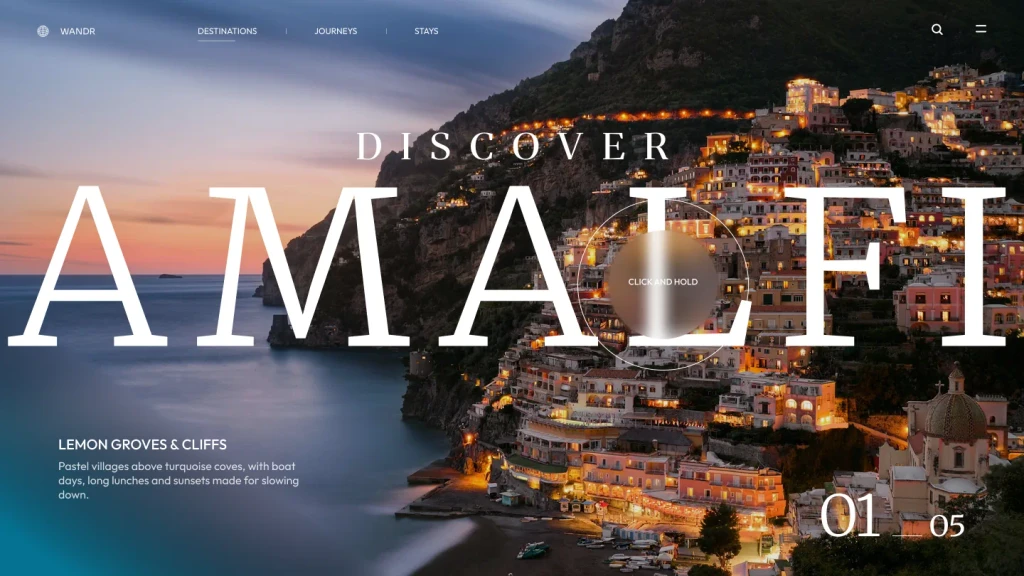 Wandr travel website concept design by Alpha Expansion