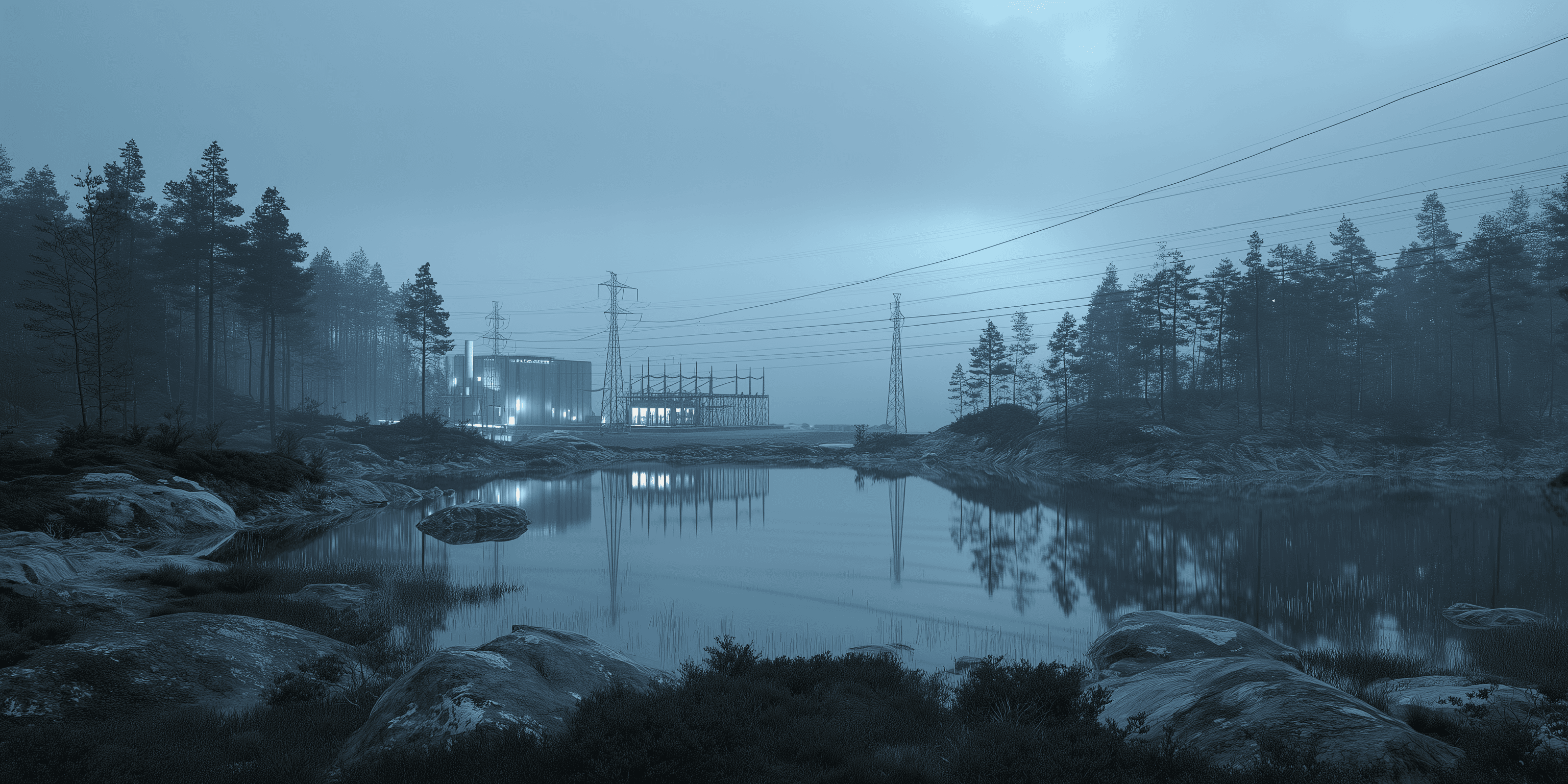 a wooden bridge over a body of water with mountains in the background
