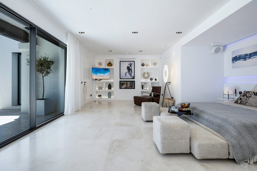 Master Suite sleeping area with sea view at Luxury Villa Ibiza