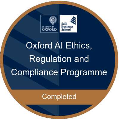 oxford AI ethics, regulation and complience programe complete badge certification