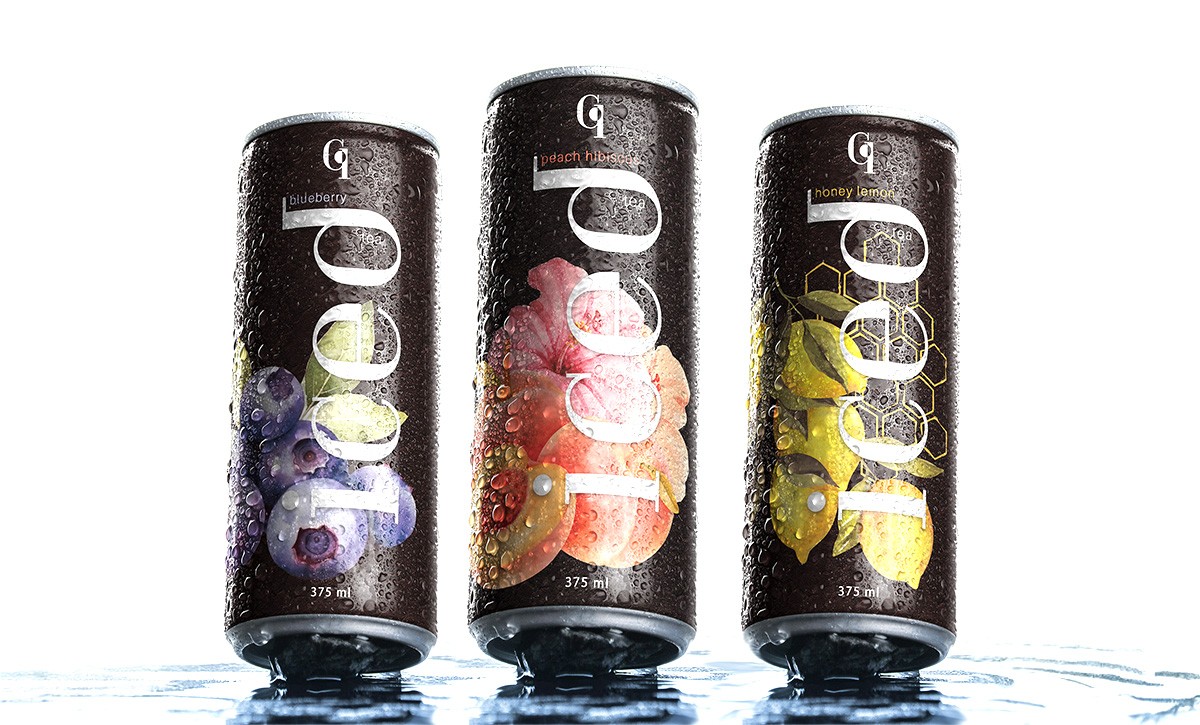 Iced tea brand label design concept on bottle
