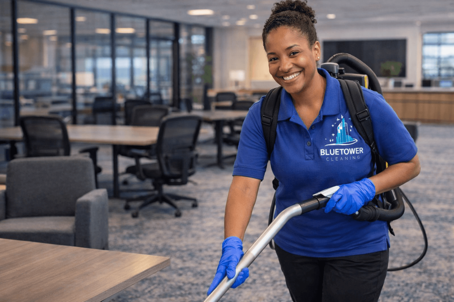 A modern brick house with a two-car garage, well-manicured lawn, and clear blue sky in the background.