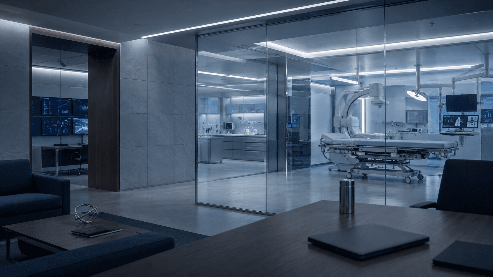 Modern Healthcare Office Interior & Facility in Institutional Blue