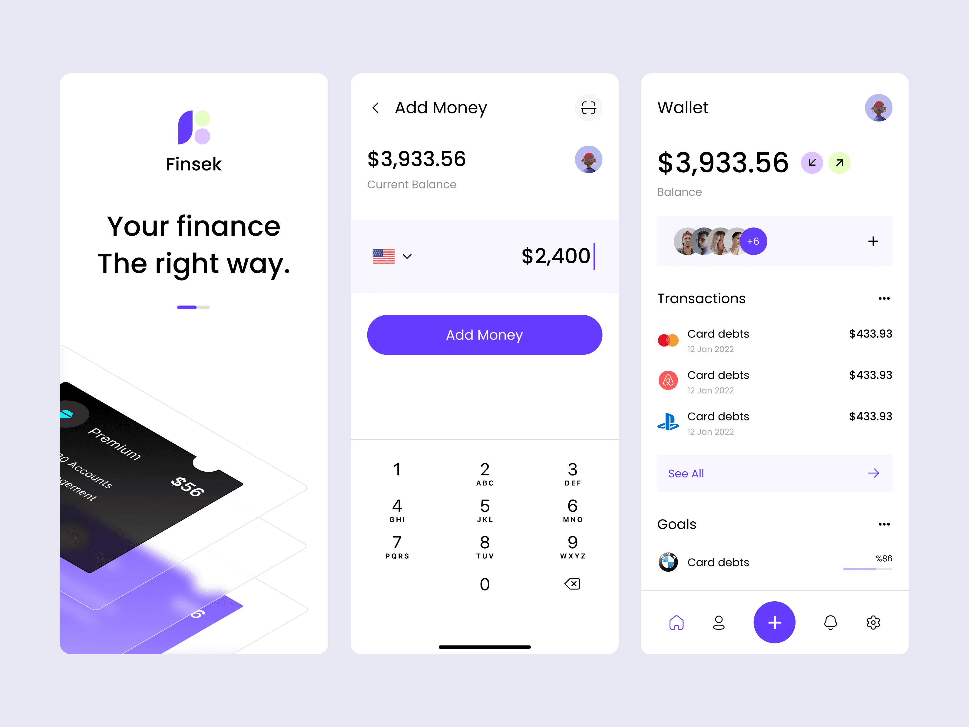 Fintech mobile app design 