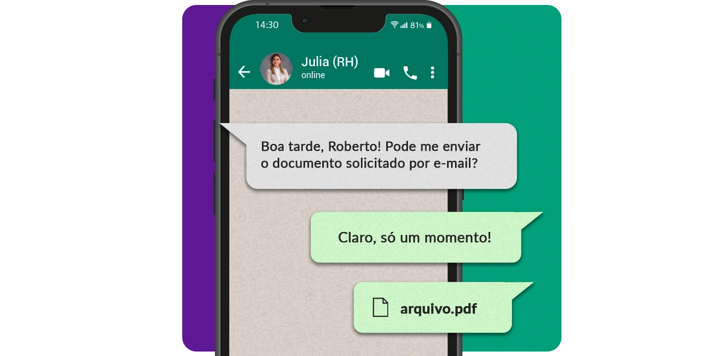 Responsável pelo setor de recursos humanos (RH) da empresa solicitando documento para um colaborador