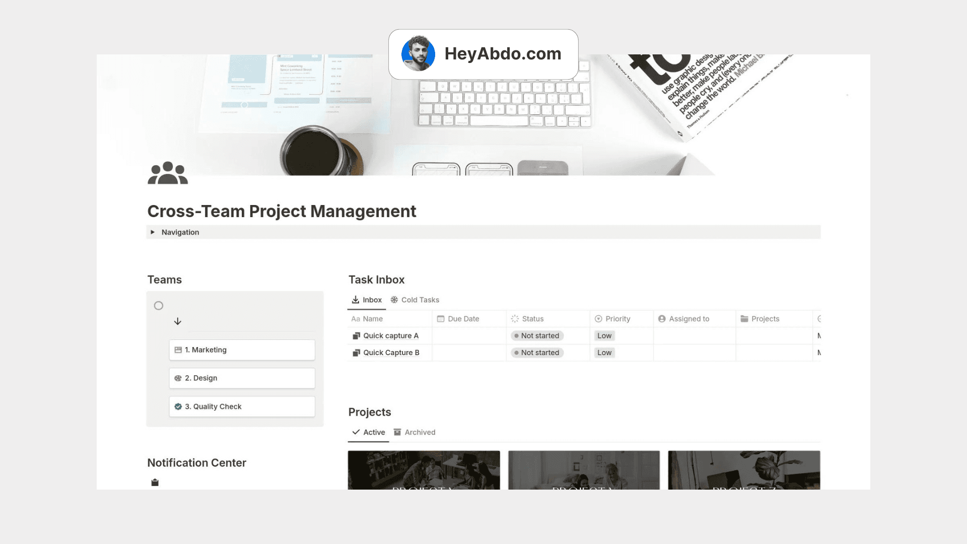 Cross-Team Notion Project Management template