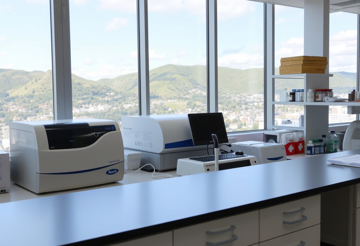 The Raphael Lab interior, with the Jerusalem hills visible through the window