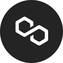 Polygon (MATIC) cryptocurrency logo, a white infinity symbol made of two connected hexagons.