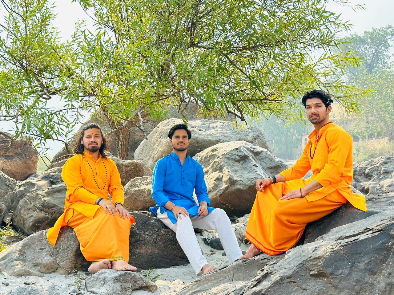 students with their yoga teacher