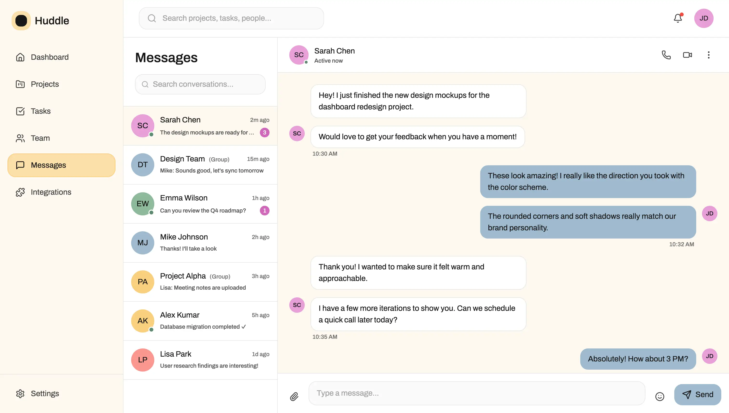 A user interface mock-up of a comments section