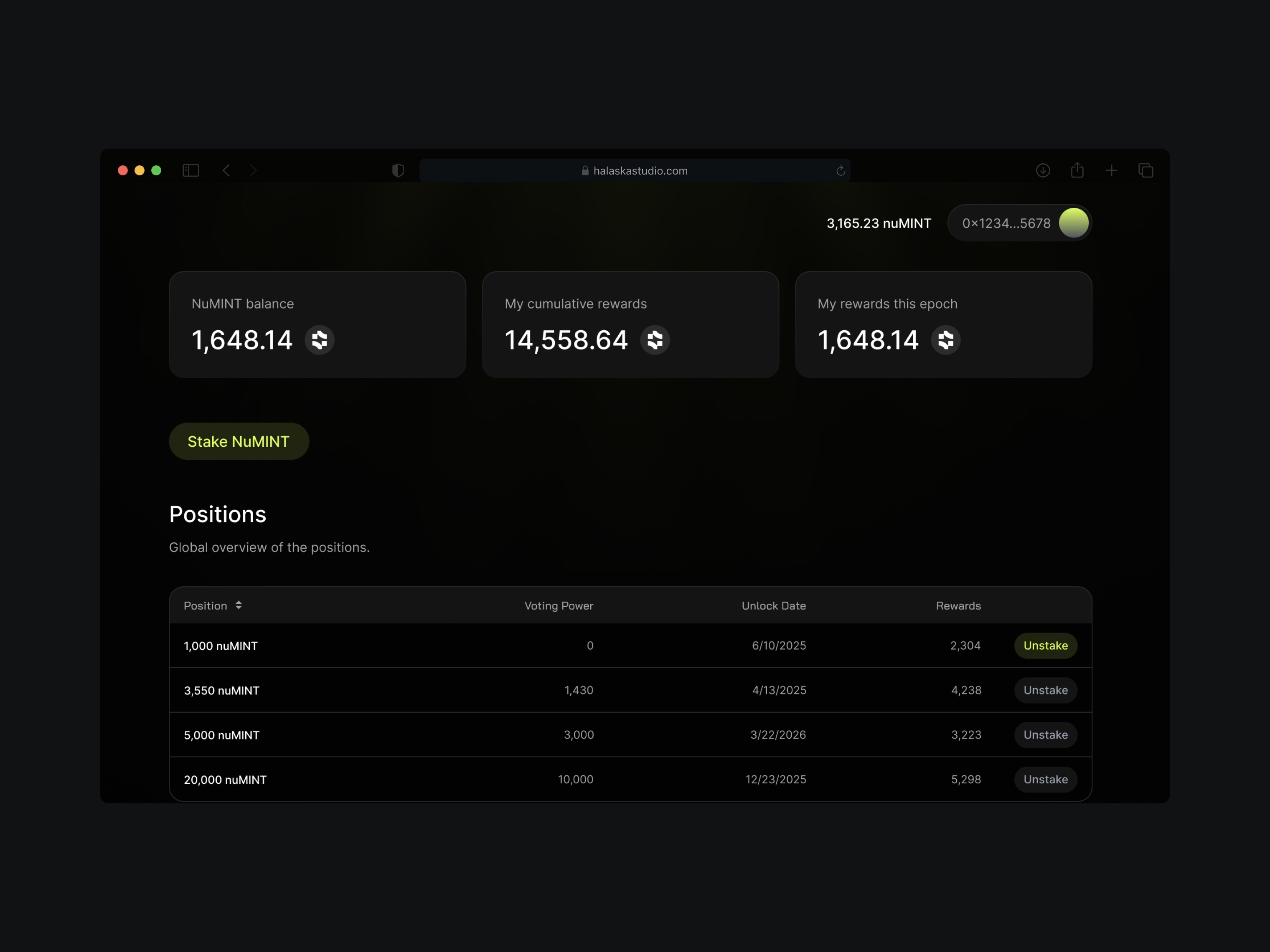 Nuon DeFi App Design Swap Widget
