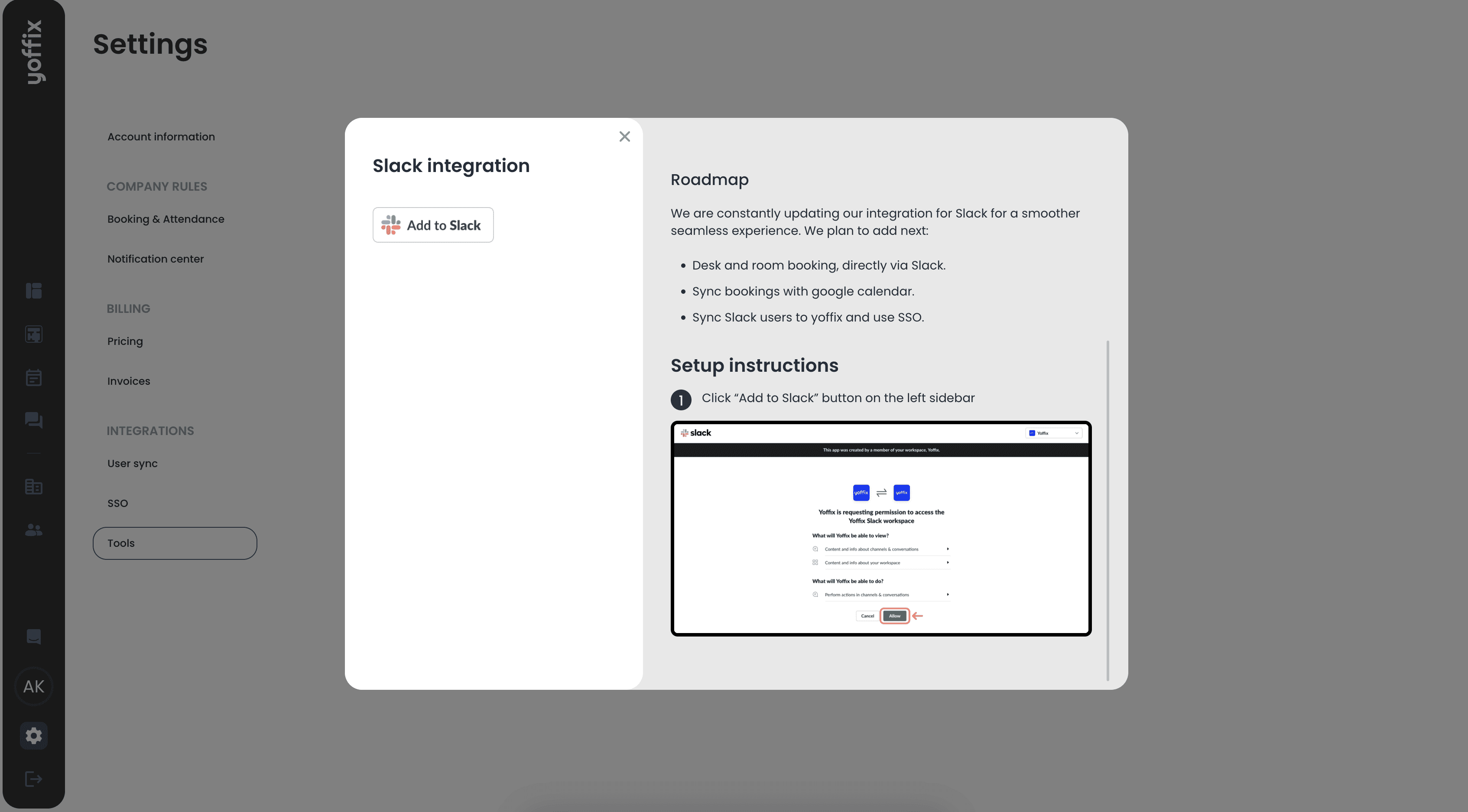 Yoffix - Slack integration