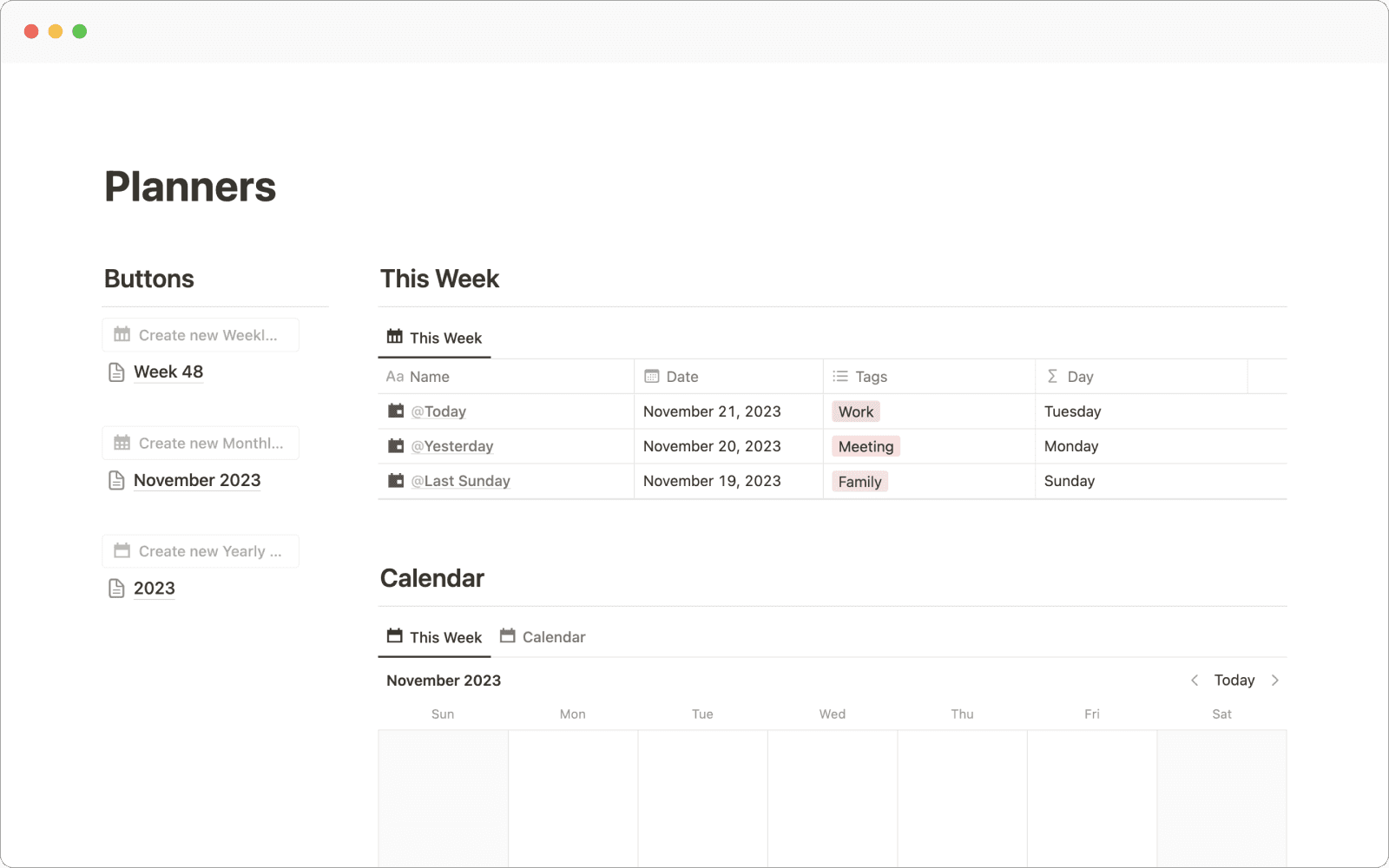 Notion Daily, Weekly, Monthly & Yearly Planners Template