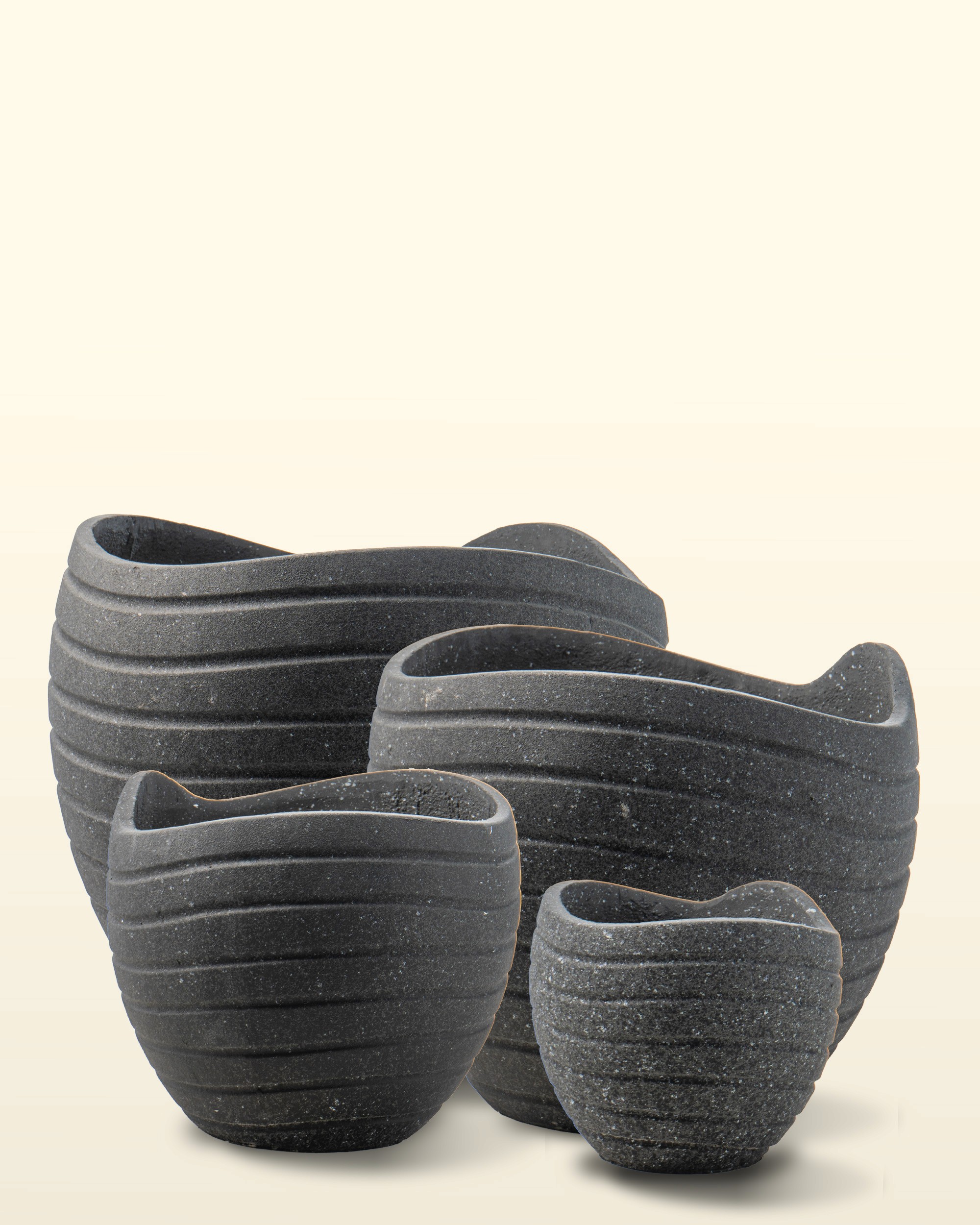 حوض فايبر كلاي رمادي داكن — 26×31×31 سم — البيت الأخضر