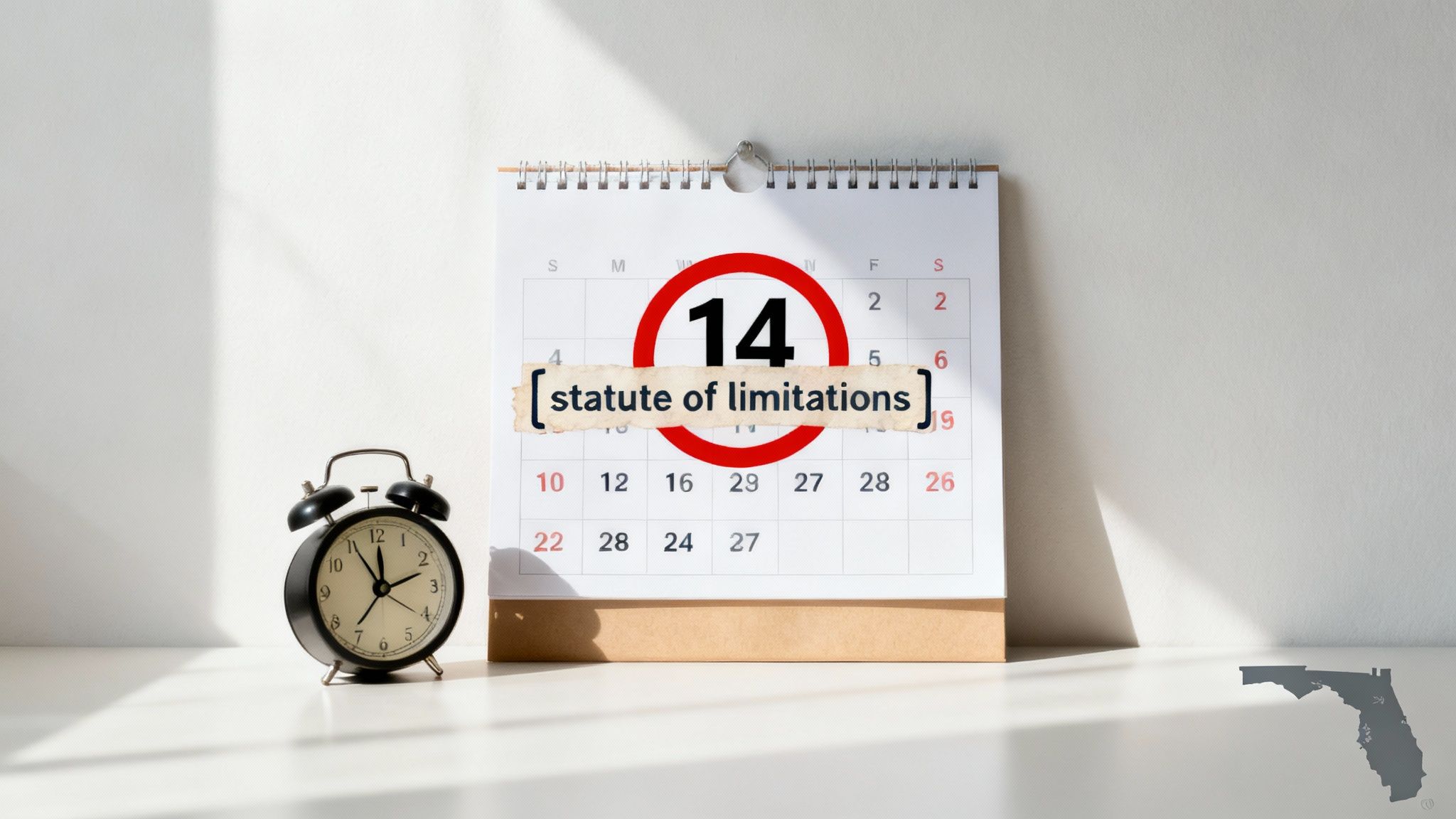 A calendar and a gavel, symbolizing legal deadlines.