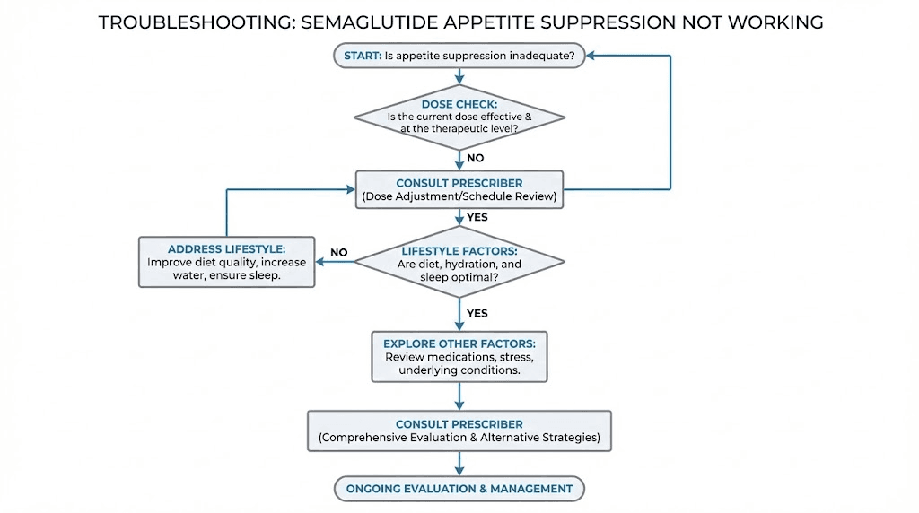 What to do when semaglutide appetite suppression is not working flowchart
