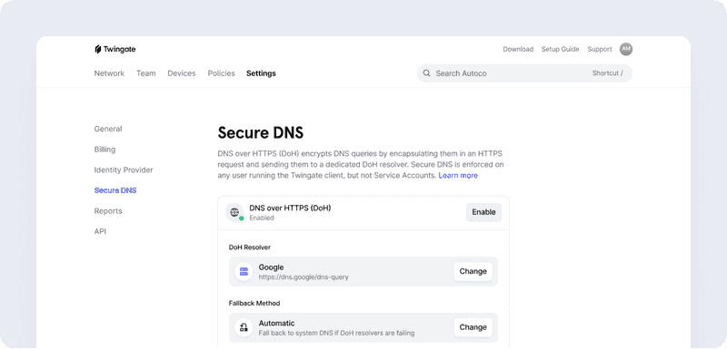 secure dns admin ui