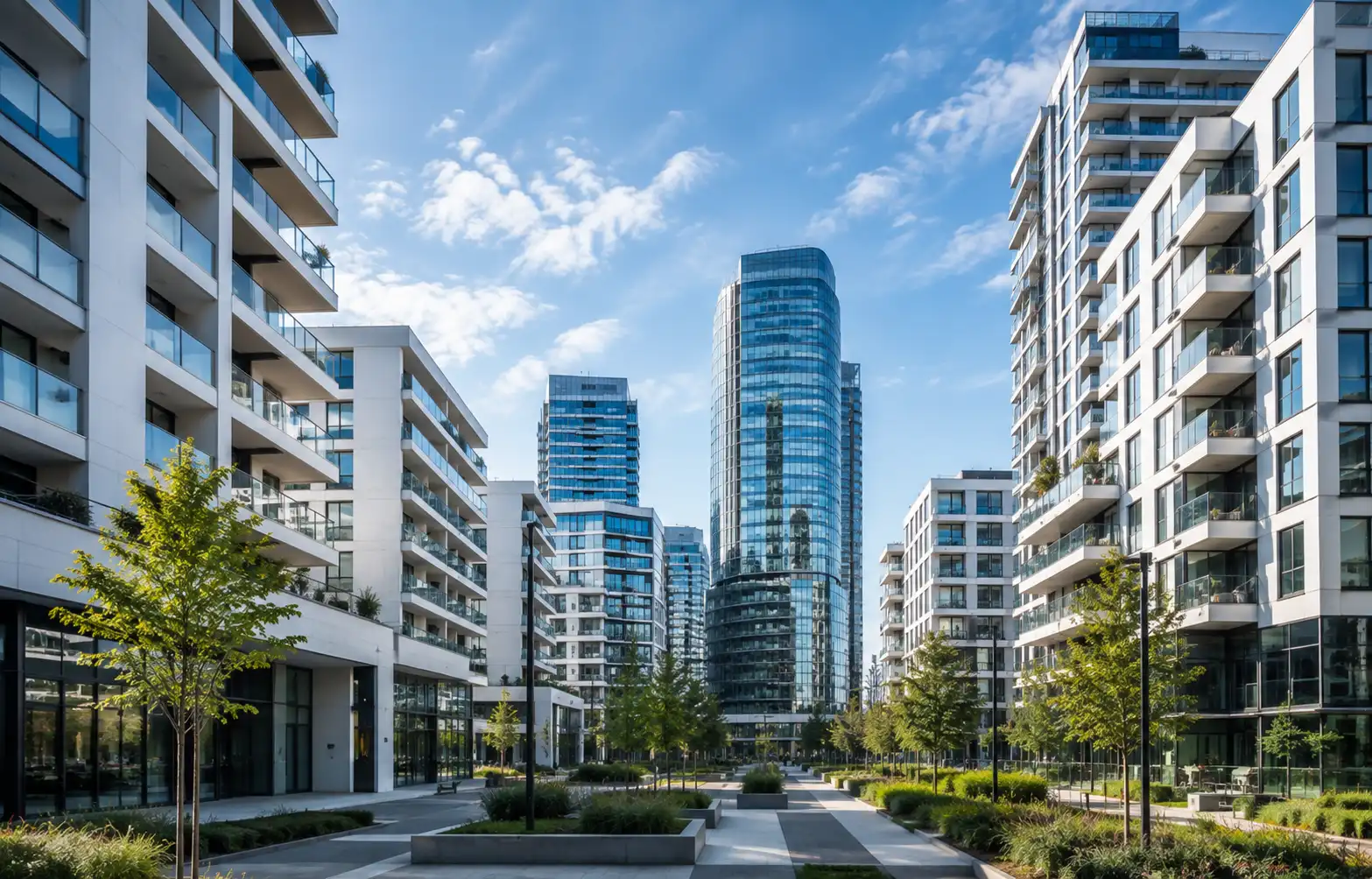 Modern student accommodation building in a contemporary European university city.