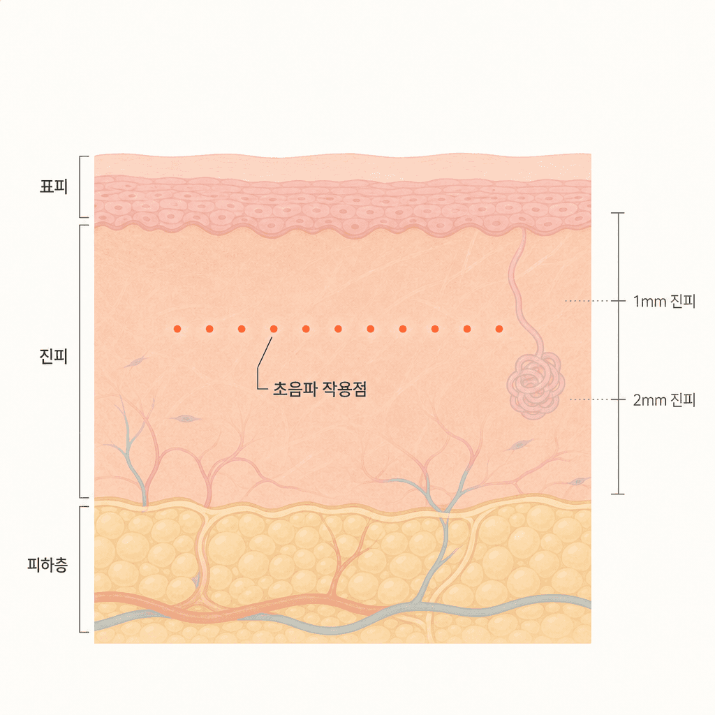소프웨이브 진피 1~2mm 초음파 작용 깊이