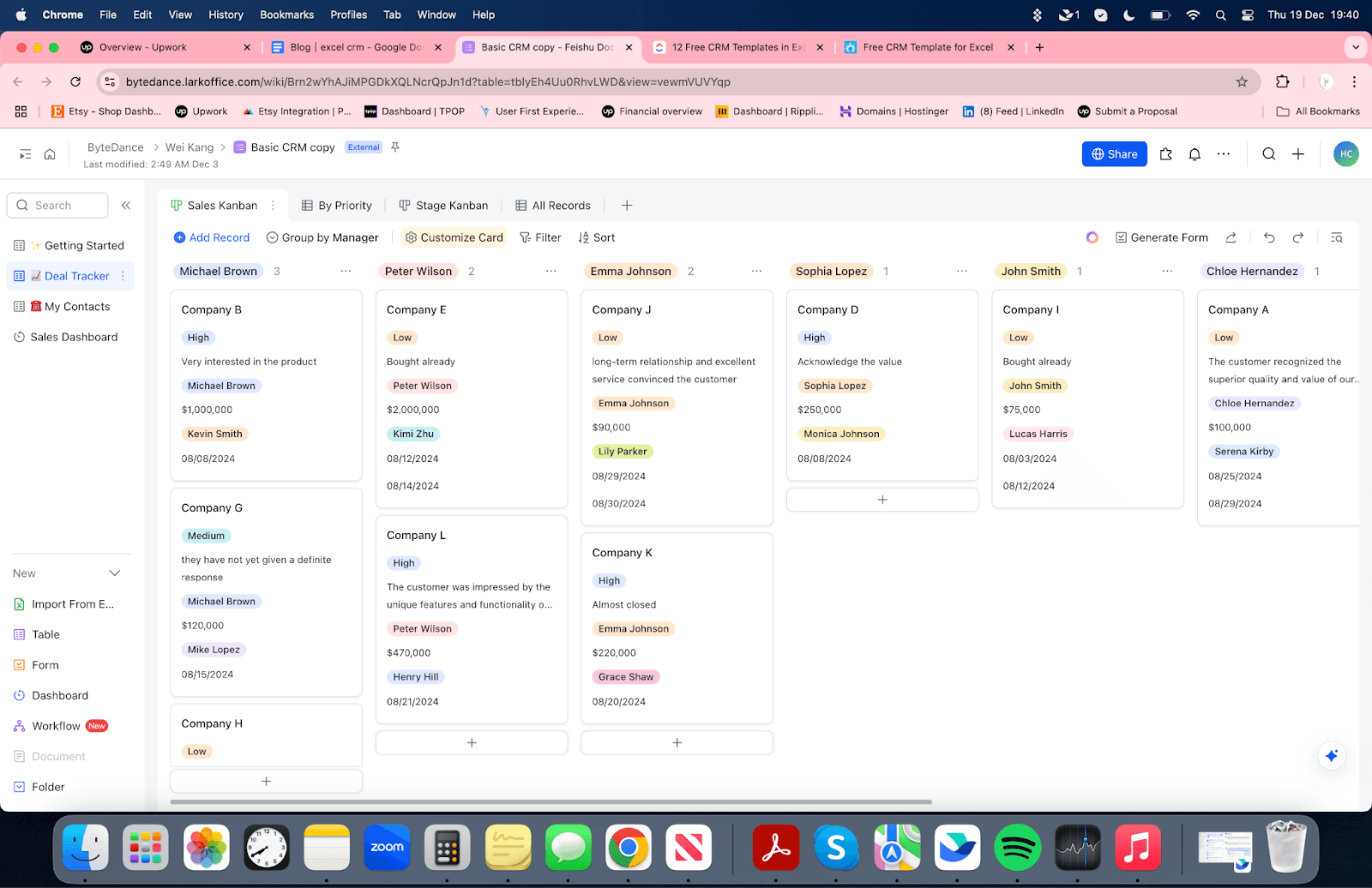 A CRM Kanban in Lark Base