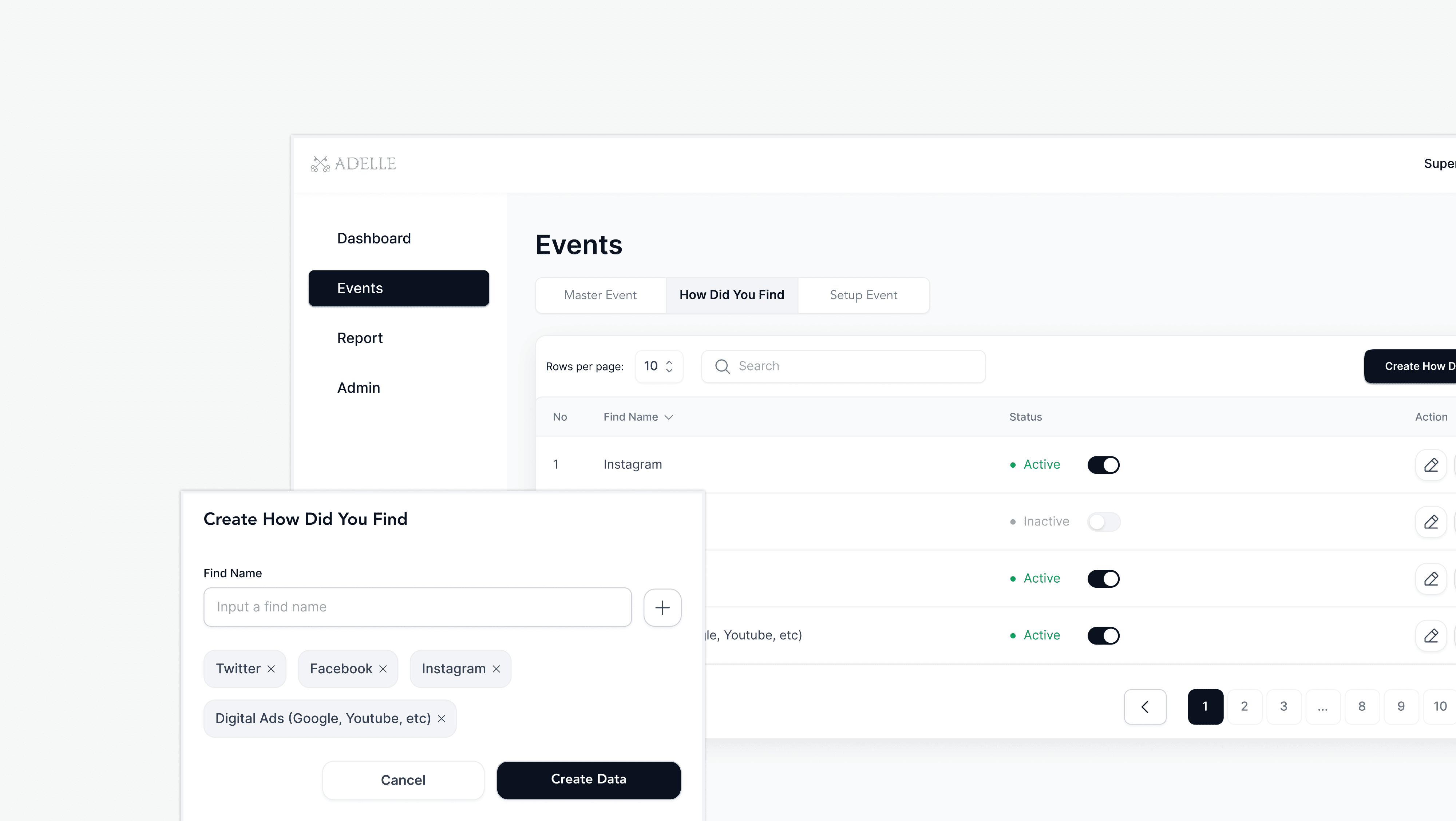 Setup Referral Sources