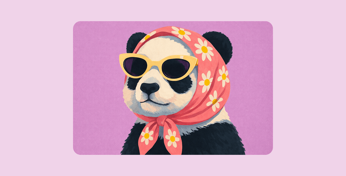 Panda with sunglasses and scarf