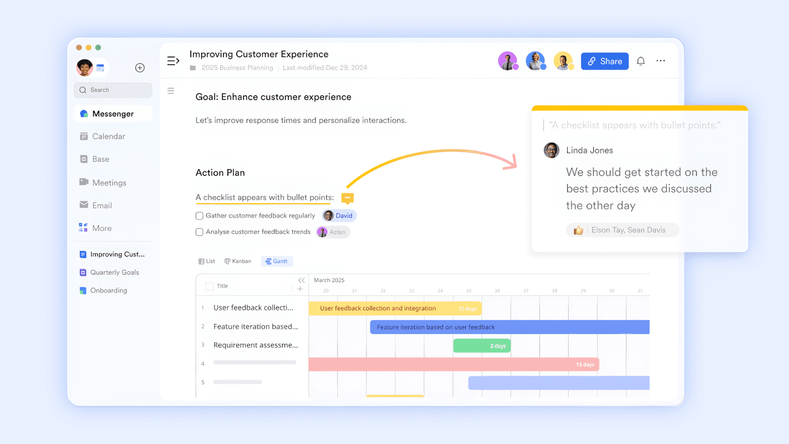 A team's project scope document and Gantt chart