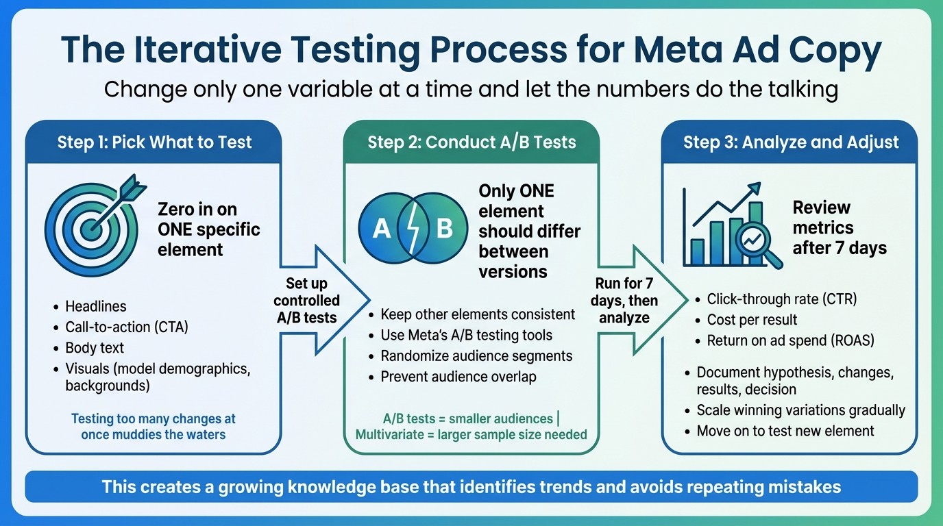 3-Step Iterative Testing Process for Meta Ad Copy Optimization