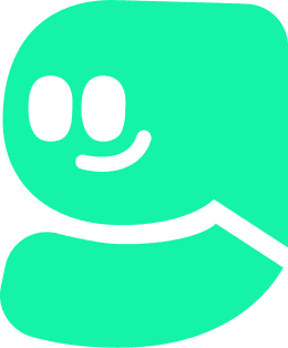 A green lowercase letter 'g' designed as a smiling cartoon character.